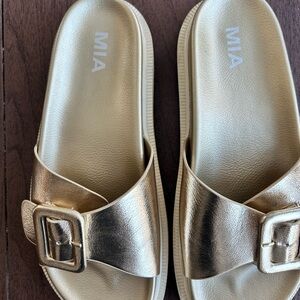 MIA Gold Slide Sandals